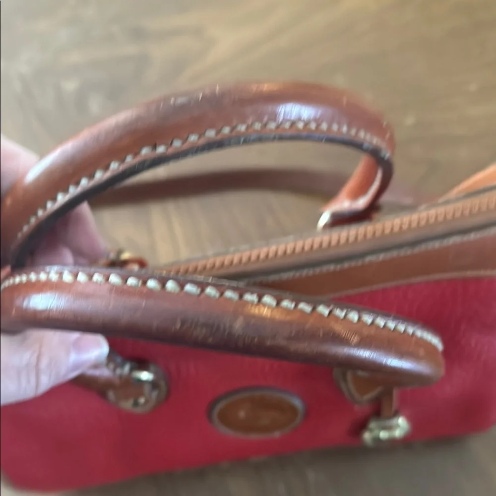 Vintage 90s Dooney & Bourke All Weather Leather Red  Satchel w/ Shoulder Strap - Picture 7 of 16